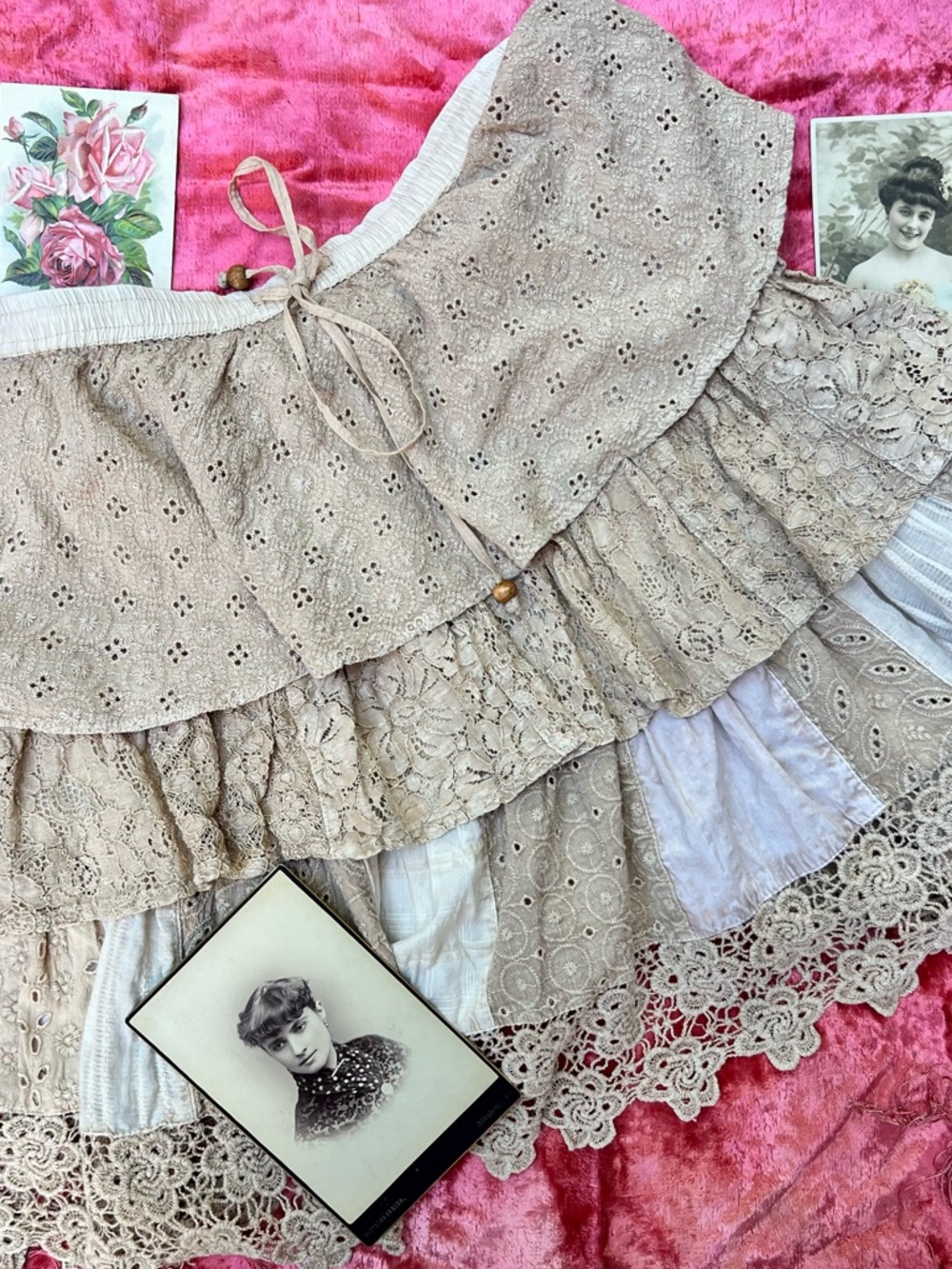 Vintage Inspired Eyelet Lace Coquette Cotton Boho Skirt